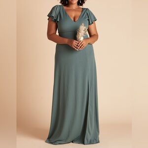 Birdy Grey Teal Maxi Dress with Flutter Sleeves